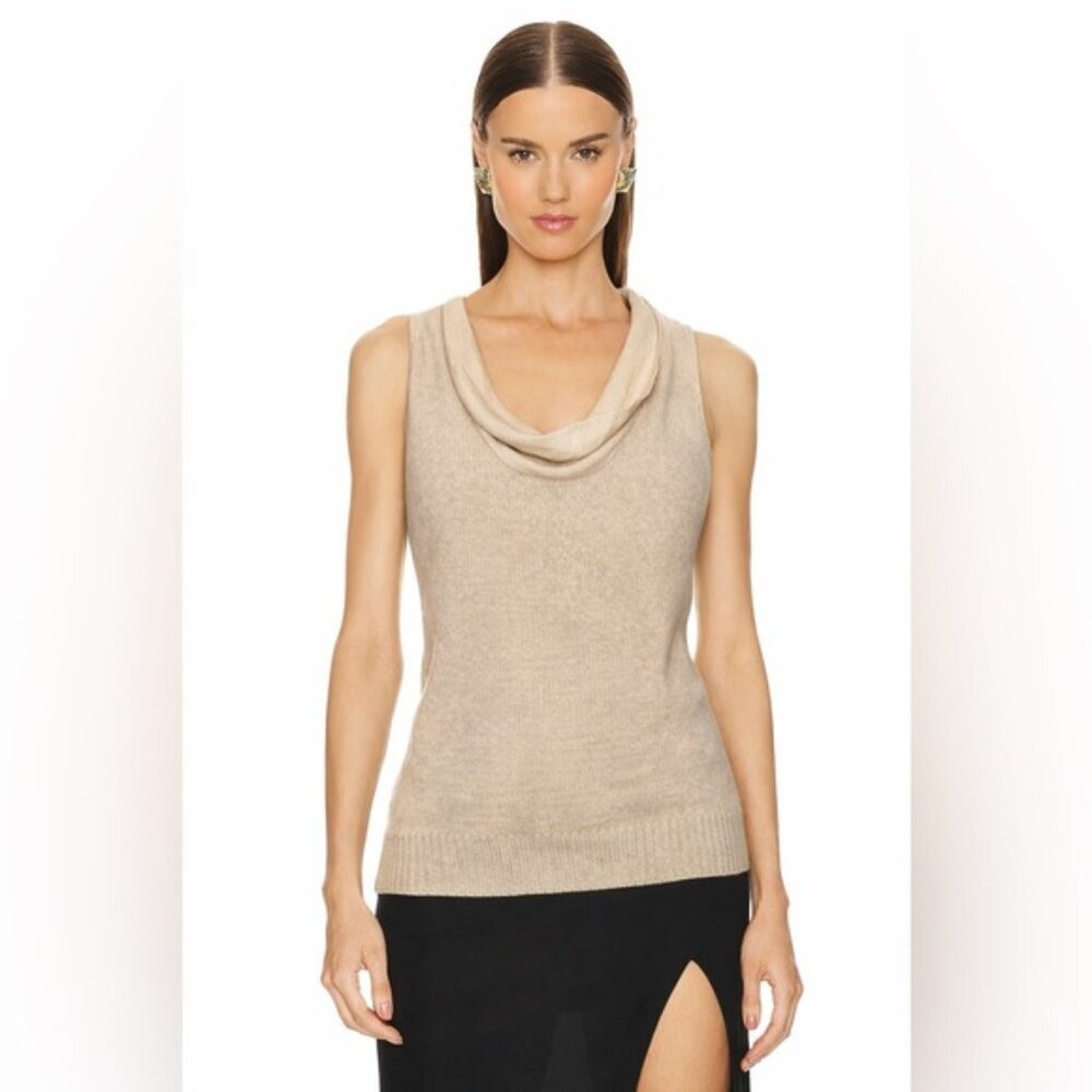 BLACK LABEL Derek Lam CASHMERE SILK Scowl cream beige knit Sweater Vest top Sm
